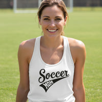 Soccer Mom Vibes – Stylish Sports Parent Pride Statement Tank Top White - FRONT