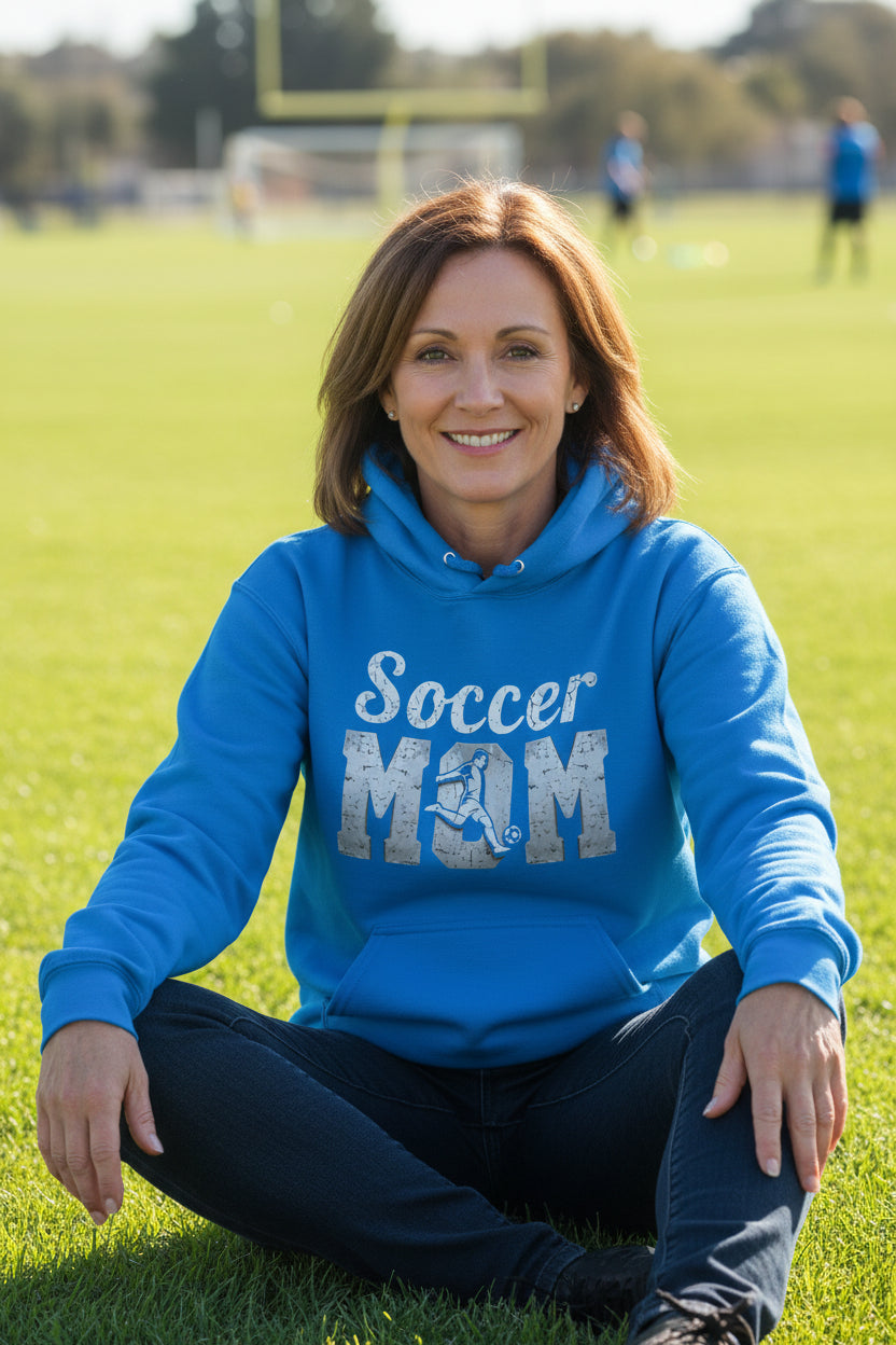 Soccer Mom Vintage Graphic – Proud Sports Parent Spirit Hoodie Design Royal - FRONT