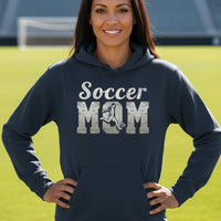 Soccer Mom Vintage Graphic – Proud Sports Parent Spirit Hoodie Design NAVY - FRONT
