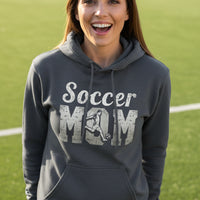 Soccer Mom Vintage Graphic – Proud Sports Parent Spirit Hoodie Design DARK HEATHER - FRONT
