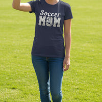 Soccer Mom Vintage Graphic – Proud Sports Parent Spirit T-Shirt Design NAVY - FRONT