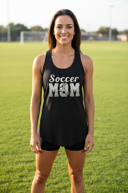 Soccer Mom Vintage Graphic – Proud Sports Parent Spirit Tank Top Design Black - FRONT