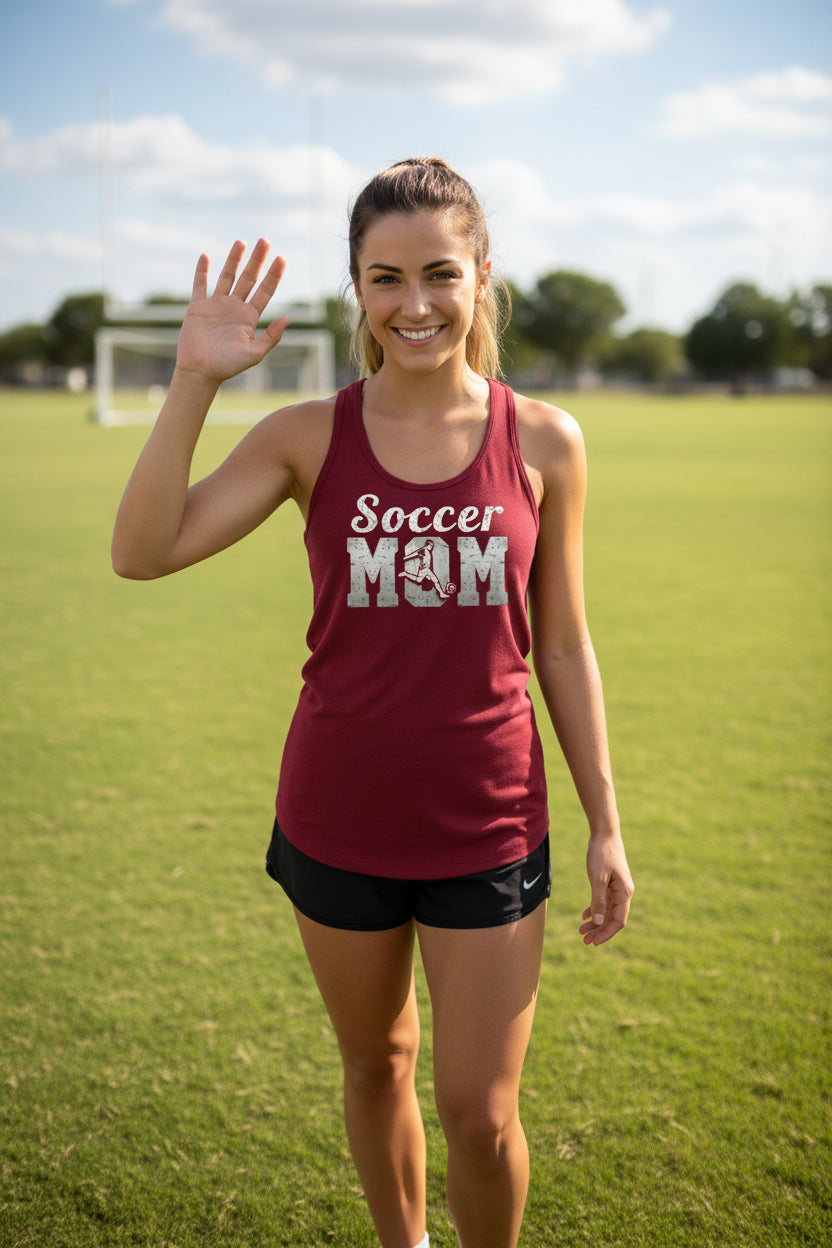 Soccer Mom Vintage Graphic – Proud Sports Parent Spirit Tank Top Design Scarlet - FRONT