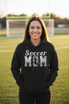 Soccer Mom Vintage Hoodie Design with Girl Player Silhouette Action Graphic BLACK - FRONT