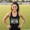 Soccer Mom Vintage Tank Top Design with Girl Player Silhouette Action Graphic Black - FRONT