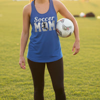 Soccer Mom Vintage Tank Top Design with Girl Player Silhouette Action Graphic Royal - FRONT
