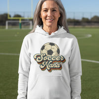 Soccer Nana Groovy Retro Sports Family Fan Hoodie WHITE - SF500 - FRONT