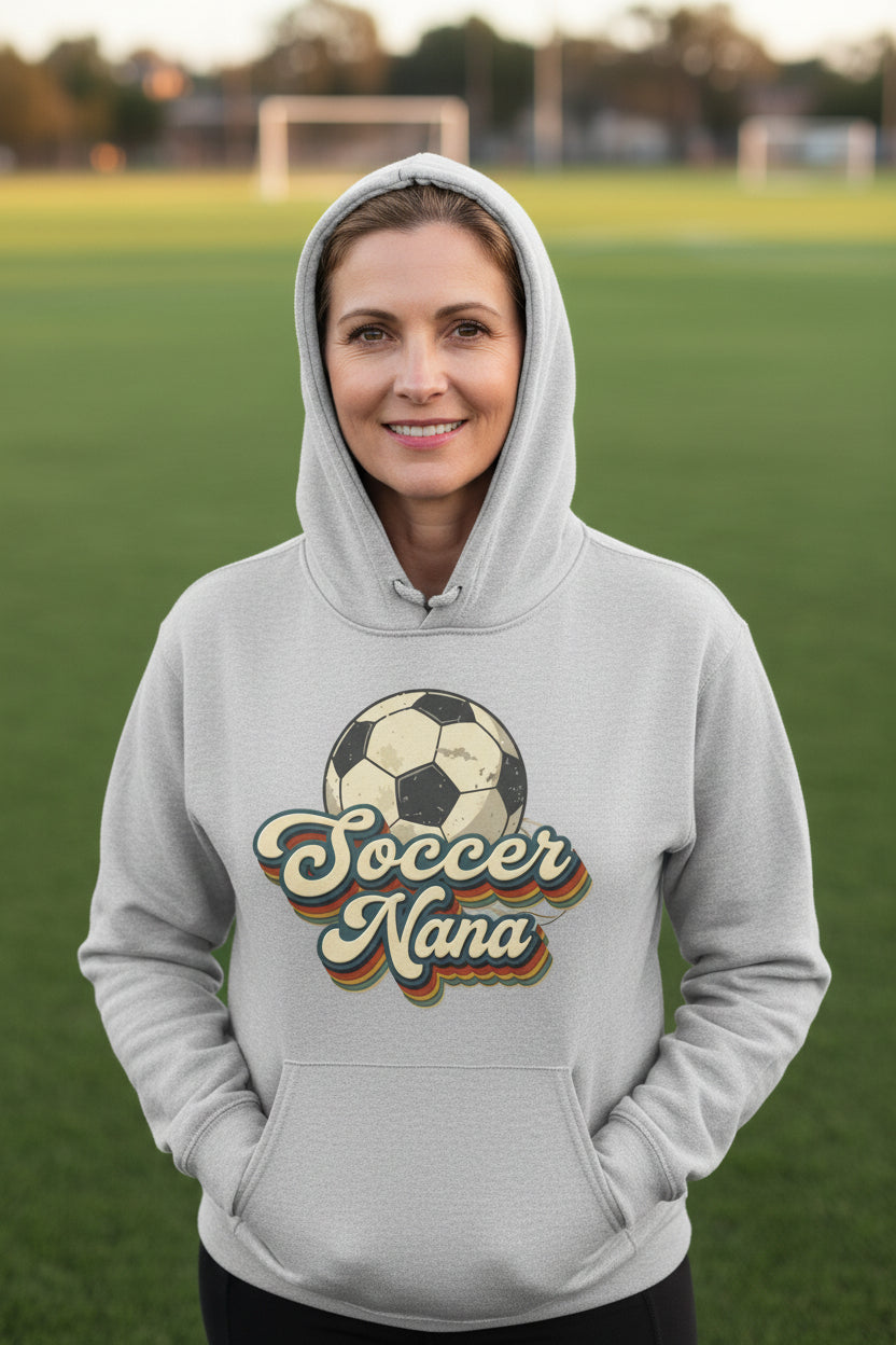 Soccer Nana Groovy Retro Sports Family Fan Hoodie SPORT GREY - SF500 - FRONT