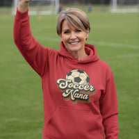 Soccer Nana Groovy Retro Sports Family Fan Hoodie RED - SF500 - FRONT