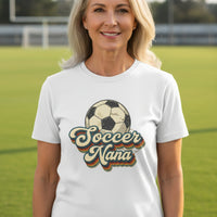 Soccer Nana Groovy Retro Sports Family Fan T-Shirt WHITE - 6004 - FRONT