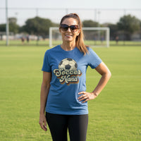 Soccer Nana Groovy Retro Sports Family Fan T-Shirt HTHR TRUE ROYAL - 6004 - FRONT