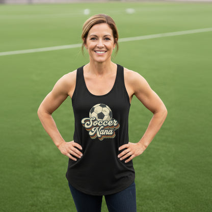 Soccer Nana Groovy Retro Sports Family Fan Tank Top Black - N1533 - FRONT