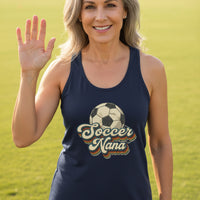 Soccer Nana Groovy Retro Sports Family Fan Tank Top Midnight Navy - N1533 - FRONT