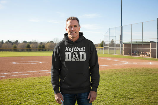 Softball Dad Athlete Pride – Proud Softball Father Sports Hoodie BLACK - FRONT
