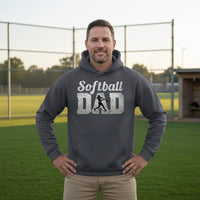 Softball Dad Athlete Pride – Proud Softball Father Sports Hoodie  DARK HEATHER - FRONT
