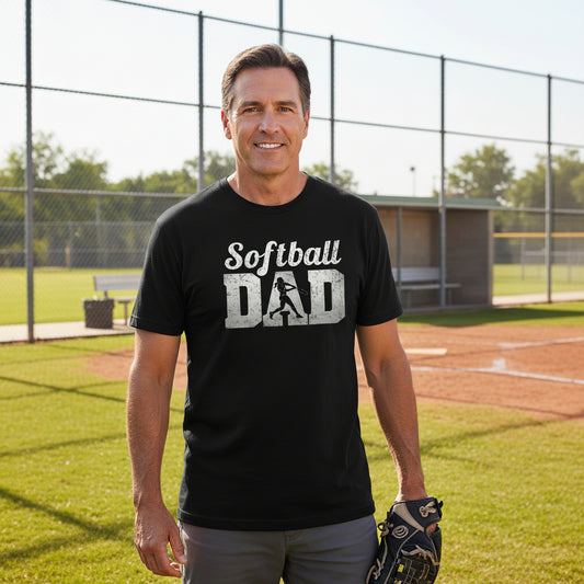 Softball Dad Athlete Pride – Proud Softball Father Sports T-Shirt BLACK - FRONT