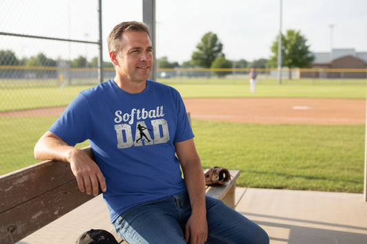 Softball Dad Athlete Pride – Proud Softball Father Sports T-Shirt  ROYAL - FRONT