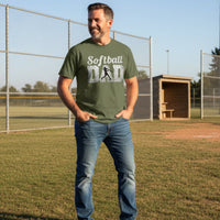 Softball Dad Athlete Pride – Proud Softball Father Sports T-Shirt  MILITARY GREEN - FRONT
