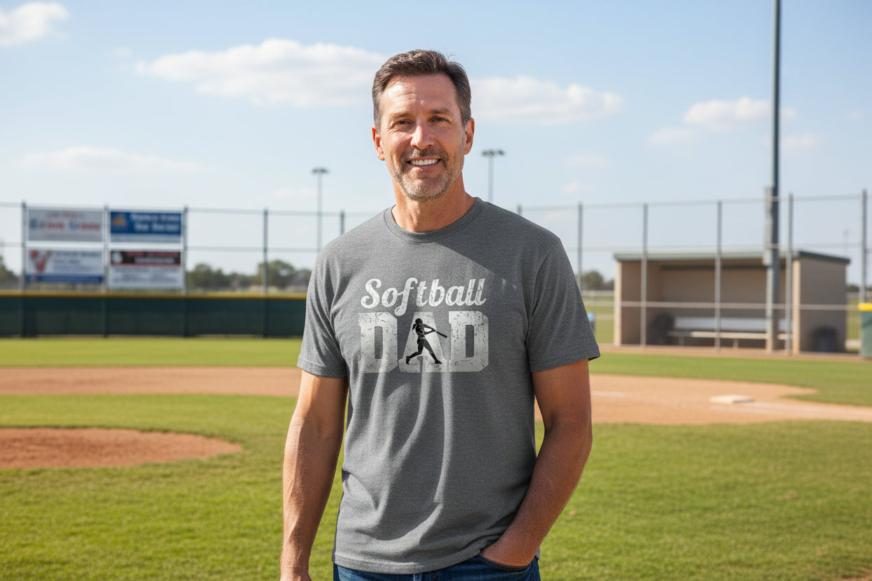 Softball Dad Athlete Pride – Proud Softball Father Sports T-Shirt Heavy Metal - FRONT