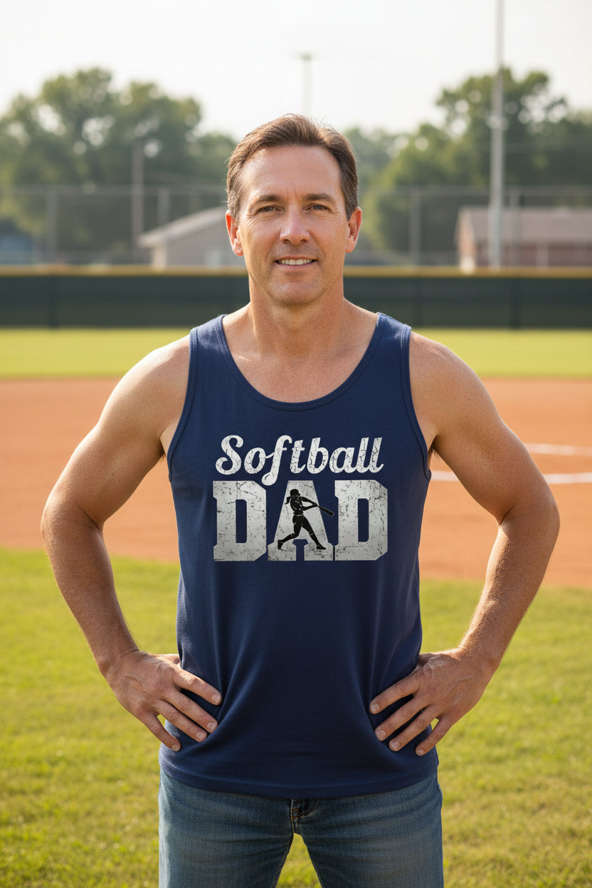 Softball Dad Athlete Pride – Proud Softball Father Sports Tank Top NAVY - FRONT