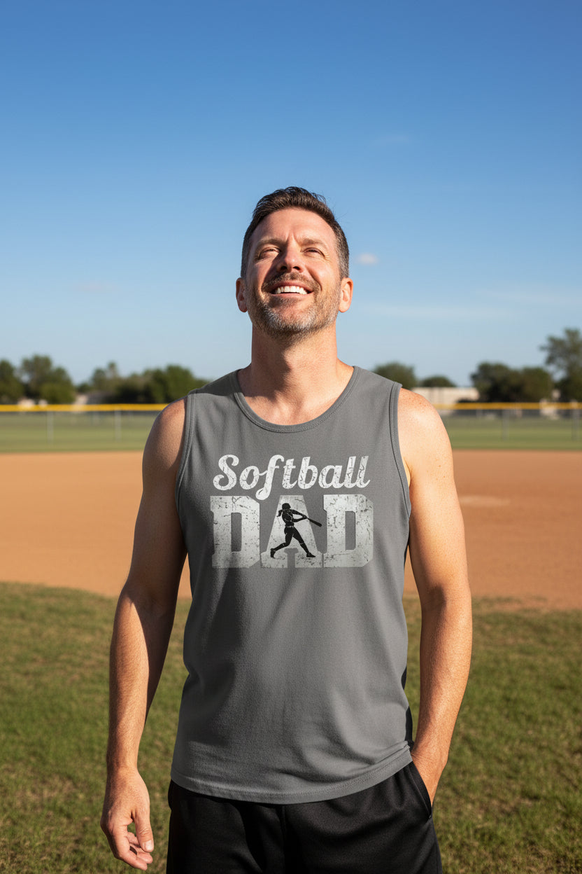 Softball Dad Athlete Pride – Proud Softball Father Sports Tank Top DARK GREY - FRONT