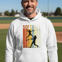Softball Dad Athletic Pride Retro Color Stripe Hoodie Design WHITE - FRONT
