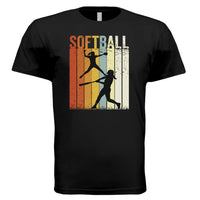 Softball Dad Athletic Pride Retro Color Stripe T-Shirt Design BLACK- FRONT