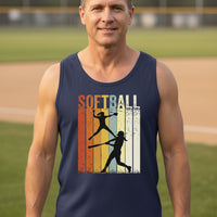 Softball Dad Athletic Pride Retro Color Stripe Tank Top Design NAVY - FRONT