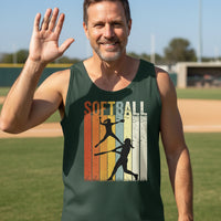 Softball Dad Athletic Pride Retro Color Stripe Tank Top Design Forest - FRONT
