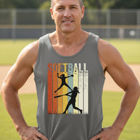 Softball Dad Athletic Pride Retro Color Stripe Tank Top Design DARK GREY - FRONT
