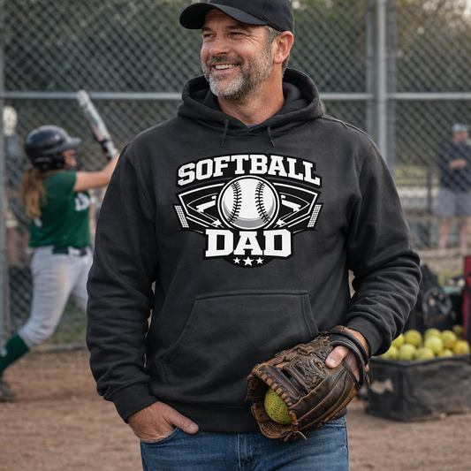 Softball Dad Hoodie – Game Day Softball Hooded Sweatshirt for Proud Dads
