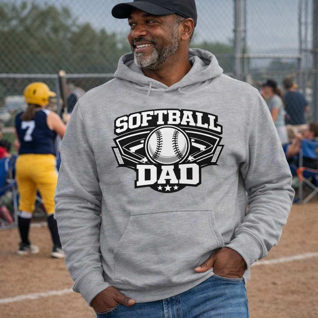 Softball Dad Hoodie – Game Day Softball Hooded Sweatshirt for Proud Dads