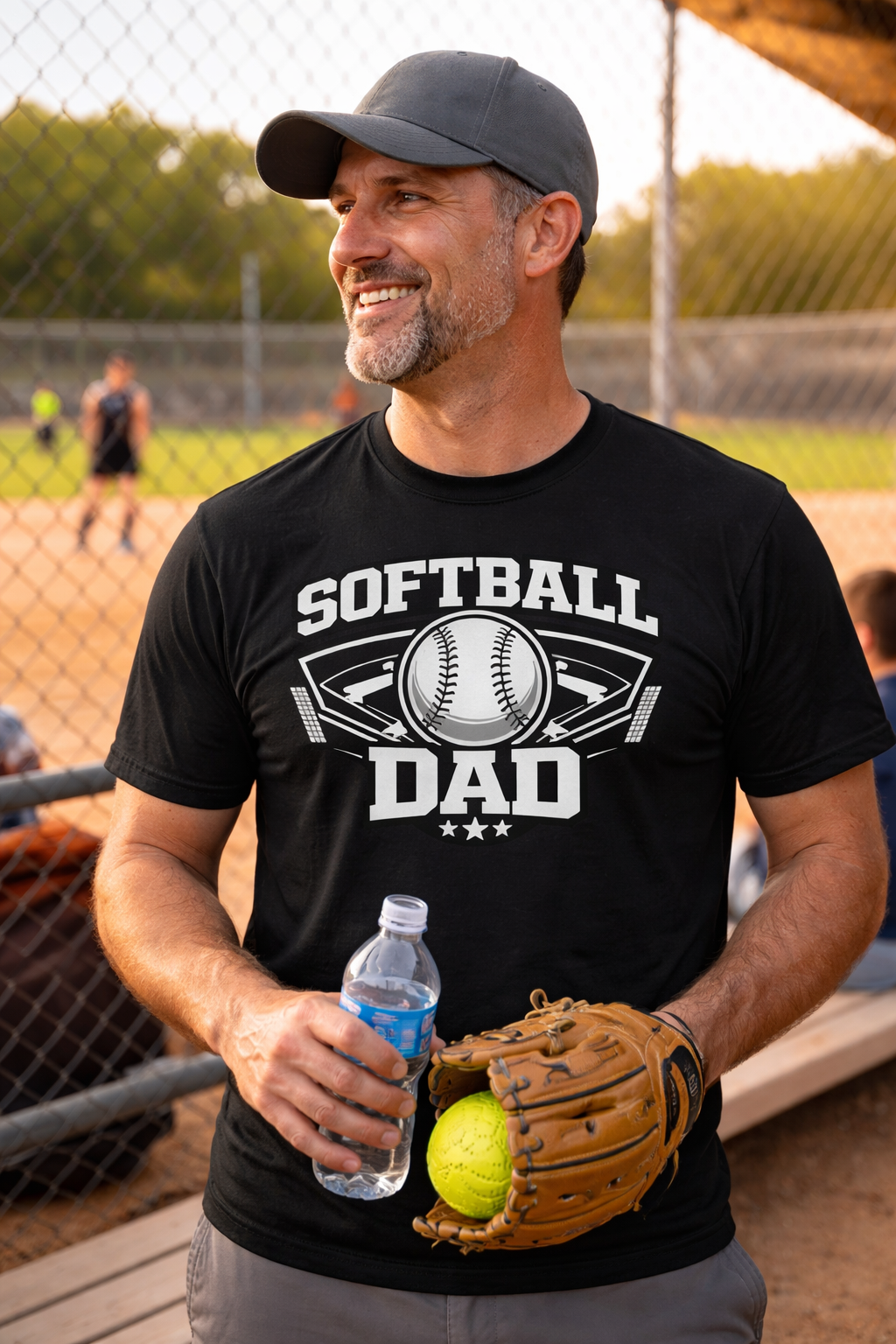 Softball Dad Black Tee Shirt – Game Day Favorite