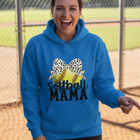 Softball Mama Bow Vibes – Cute & Trendy Game Day Style Hoodie Royal - SF500 - FRONT