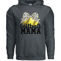 Softball Mama Bow Vibes – Cute & Trendy Game Day Style Hoodie DARK HEATHER - SF500 - FRONT