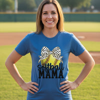 Softball Mama Bow Vibes – Cute & Trendy Game Day Style T-Shirt HTHR TRUE ROYAL - 6004 - FRONT