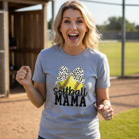 Softball Mama Bow Vibes – Cute & Trendy Game Day Style T-Shirt ATHLETIC HEATHER - 6004 - FRONT