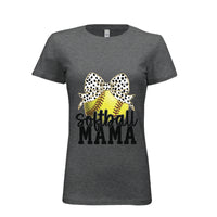 Softball Mama Bow Vibes – Cute & Trendy Game Day Style T-Shirt DRK GREY HEATHER - 6004 - FRONT