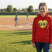 Softball Mama Heart Hoodies - Athletic Pride Mom Spirit RED - FRONT