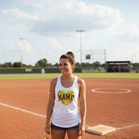 Softball Mama Heart Tank Top - Athletic Pride Mom Spirit White - FRONT