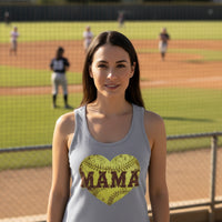 Softball Mama Heart Tank Top - Athletic Pride Mom Spirit Heather Gray - FRONT