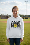 Softball Mom Hoodie with Heart Ball – Game Day Spirit Style WHITE - SF500 - FRONT