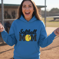 Softball Mom Hoodie with Heart Ball – Game Day Spirit Style Royal - SF500 - FRONT