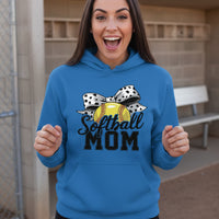 Softball Mom Life – Chic Bow Game Day Statement Hoodie Royal - SF500 - FRONT