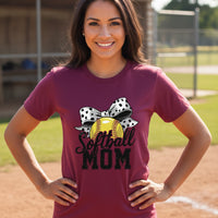 Softball Mom Life – Chic Bow Game Day Statement T-Shirt MAROON - 6004 - FRONT