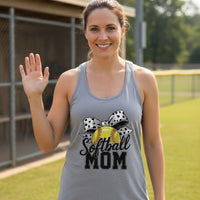 Softball Mom Life – Chic Bow Game Day Statement Tank Top Heather Gray - N1533 - FRONT