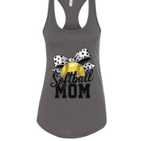 Softball Mom Life – Chic Bow Game Day Statement Tank Top Dark Gray - N1533 - FRONT