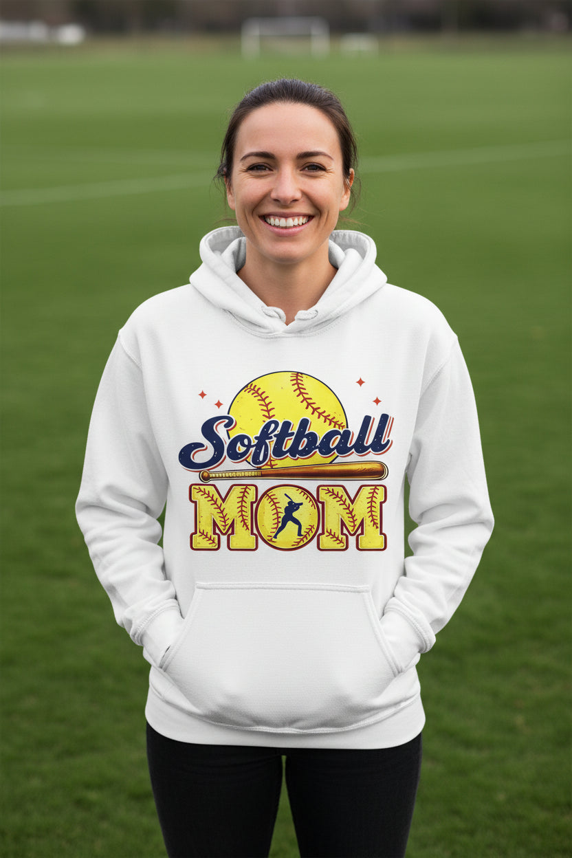 Softball Mom Passion Player Silhouette Design Hoodie WHITE - SF500 - FRONT