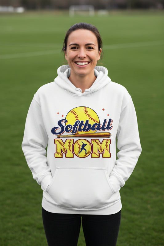 Softball Mom Passion Player Silhouette Design Hoodie WHITE - SF500 - FRONT