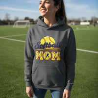 Softball Mom Passion Player Silhouette Design Hoodie DARK HEATHER - SF500 - FRONT